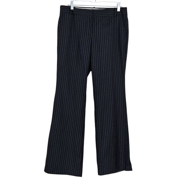 J. Crew City Fit Pinstripe Dress Pants Wool 33" inseam -Navy Blue -sz 8-EUC - Picture 1 of 9